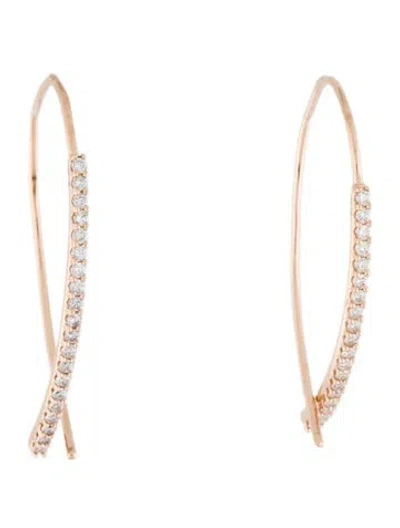 Pre-owned Bloomingdale's 14k Diamond Threader Hoop Earrings In Multi