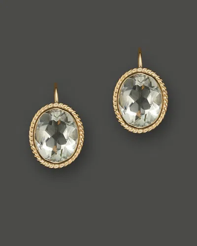 Bloomingdale's 14k Yellow Gold Bezel Set Large Drop Earrings With Prasiolite - Exclusive In Green/gold