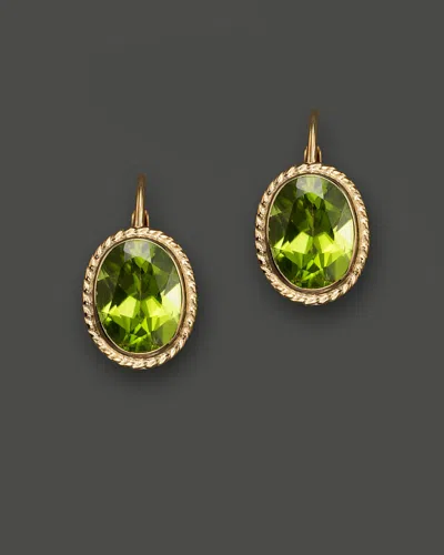 Bloomingdale's 14k Yellow Gold Bezel Set Medium Drop Earrings With Peridot - Exclusive In Green/gold