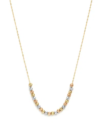 Bloomingdale's 14k Yellow, White And Rose Gold Half Beaded Chain Necklace, 17 - Exclusive