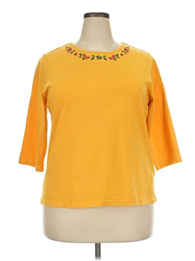 Pre-owned Bloomingdale's 3/4 Sleeve Top Yellow Crew Neck Tops
