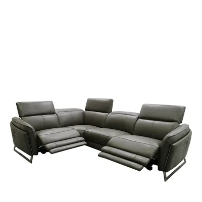 Bloomingdale's 5 Piece Silvio Leather Reclining Sectional In Gray