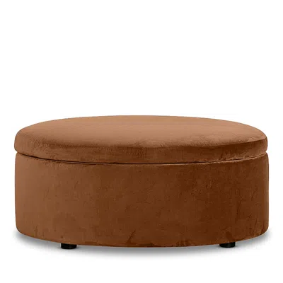 Bloomingdale's Alta Large Round Storage Ottoman, In Fabric In Brown