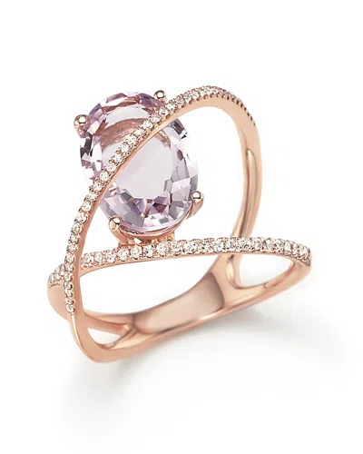 Bloomingdale's Amethyst And Diamond Statement Ring In 14k Rose Gold - 100% Exclusive In Purple/rose Gold