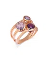 Bloomingdale's Amethyst & Pink Amethyst Multi Row Ring In 14k Rose Gold In Purple/rose Gold