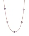 Bloomingdale's Amethyst & Pink Amethyst Station Collar Necklace In 14k Rose Gold, 18 In Purple/rose Gold