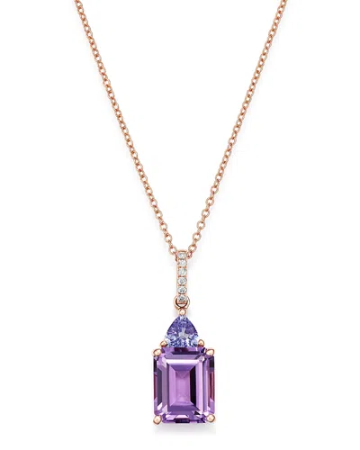 Bloomingdale's Amethyst & Tanzanite Pendant Necklace In 14k Rose Gold, 18 - Exclusive In Multi/rose Gold