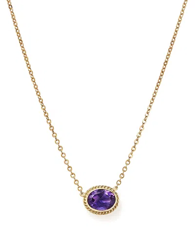Bloomingdale's Amethyst Bezel Pendant Necklace In 14k Yellow Gold, 18 - Exclusive