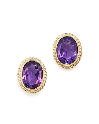 Bloomingdale's Amethyst Oval Medium Bezel Stud Earrings In 14k Yellow Gold - Exclusive In Amethyst/gold