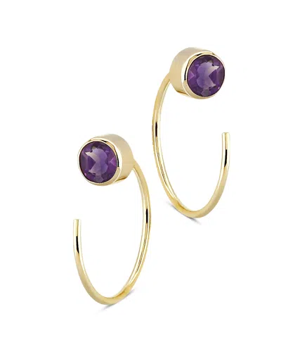 Bloomingdale's Amethyst Stud And Front Back Hoop Earrings In 14k Yellow Gold - Exclusive In Purple/gold