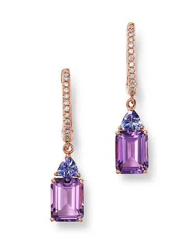 Bloomingdale's Amethyst, Tanzanite & Diamond Drop Earrings In 14k Rose Gold - Exclusive In Multi/rose Gold