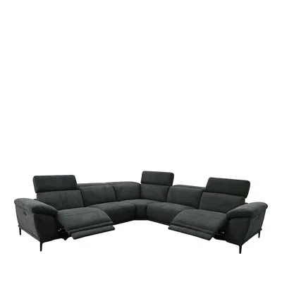 Bloomingdale's Aprile Fabric Reclining Sectional Sofa In Black