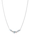 Bloomingdale's Aquamarine & Diamond Accent Curved Bar Necklace In 14k White Gold, 17- Exclusive In Blue/white