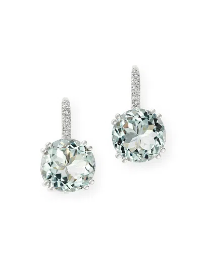 Bloomingdale's Aquamarine & Diamond Drop Earrings In 14k White Gold - Exclusive In Blue/white