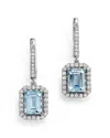 Bloomingdale's Aquamarine & Diamond Stud Earrings In 14k White Gold - 100% Exclusive In White/blue