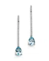 Bloomingdale's Aquamarine & Diamond Linear Drop Earrings In 14k White Gold - Exclusive In Blue/white