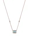 Bloomingdale's Aquamarine & Diamond Pendant Necklace In 14k Rose Gold, 18 - Exclusive In Blue/rose Gold