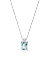 Bloomingdale's Aquamarine & Diamond Pendant Necklace In 14k White Gold, 16 - Exclusive In Blue/white