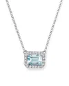 Bloomingdale's Aquamarine & Diamond Pendant Necklace In 14k White Gold, 17 - Exclusive In Blue/white