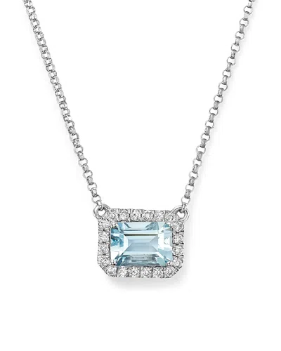 Bloomingdale's Aquamarine & Diamond Pendant Necklace In 14k White Gold, 17 - Exclusive In Blue/white