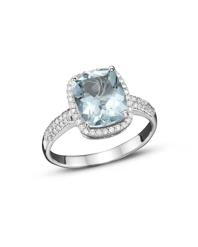 Bloomingdale's Aquamarine And Diamond Ring In 14k White Gold - Exclusive In Blue/white