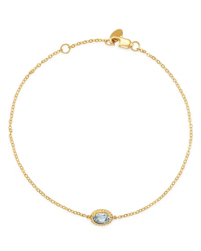 Bloomingdale's Aquamarine Oval Bezel Set Bracelet In 14k Yellow Gold - Exclusive In Blue/gold
