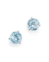 Bloomingdale's Aquamarine Round Earrings In 14k White Gold - Exclusive In Aquamarine/white