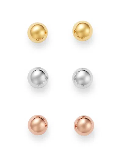 Bloomingdale's Ball Stud Earrings Set In 14k Yellow, White & Rose Gold - Exclusive In Multi
