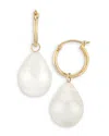 Bloomingdale's Baroque Cultured Pearl Drop Hoop Earrings In 14k Gold - Exclusive In Gold