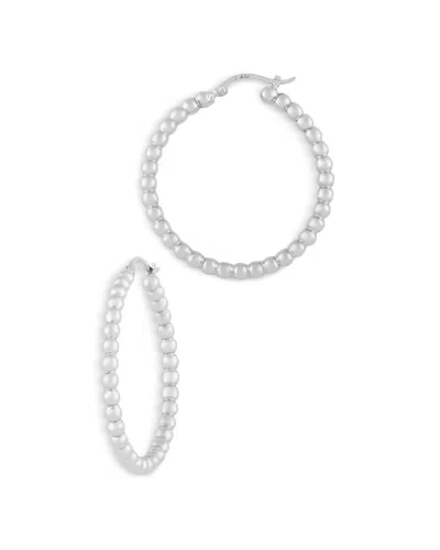 Bloomingdale's Beaded Medium Hoop Earrings In Sterling Silver