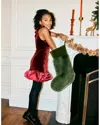 Bloomingdale's Big Rabbit Double Sided Faux Fur Stocking In Green