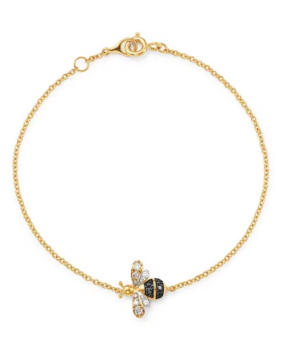 Bloomingdale's Black & White Diamond Bumble Bee Bracelet In 14k Yellow Gold - Exclusive In Multi/gold