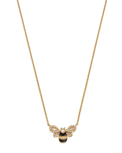 Bloomingdale's Black & White Diamond Bumblebee Necklace In 14k Yellow Gold, 0.25 Ct. T. W. In Black/gold