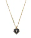 Bloomingdale's Black & White Diamond Heart Pendant Necklace In 14k Yellow Gold, 18 - Exclusive In Black/gold
