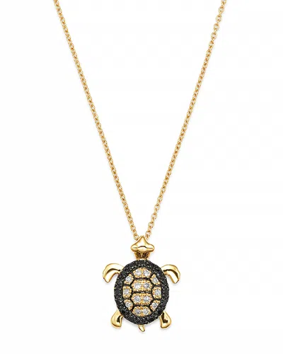 Bloomingdale's Black & White Diamond Turtle Pendant In 14k Yellow Gold - Exclusive In Multi/gold