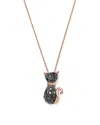 Bloomingdale's Black Diamond Cat Pendant Necklace In 14k Rose Gold, .40 Ct. T. W. In Black/rose