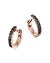 Bloomingdale's Black Diamond Huggie Hoop Earrings In 14k Rose Gold, 0.20 Ct. T. W. - Exclusive In Black/rose Gold