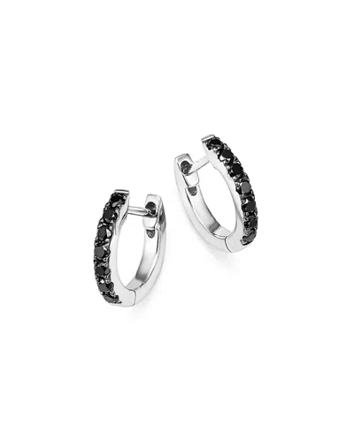 Bloomingdale's Black Diamond Huggie Hoop Earrings In 14k White Gold, 0.20 Ct. T. W. - Exclusive In Black/white