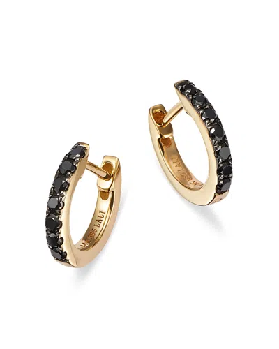 Bloomingdale's Black Diamond Huggie Hoop Earrings In 14k Yellow Gold, 0.20 Ct. T. W. - Exclusive In Black/gold