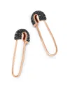 Bloomingdale's Black Diamond Safety Pin Earrings In 14k Rose Gold, 0.55 Ct. T. W. - Exclusive In Black/rose Gold