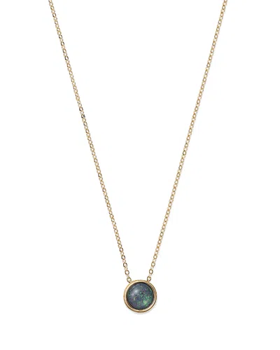 Bloomingdale's Black Opal Bezel Set Pendant Necklace In 14k Yellow Gold, 17 - Exclusive In Blue/gold
