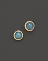 Bloomingdale's Black Opal Bezel Set Stud Earrings In 14k Yellow Gold - Exclusive In Blue/gold