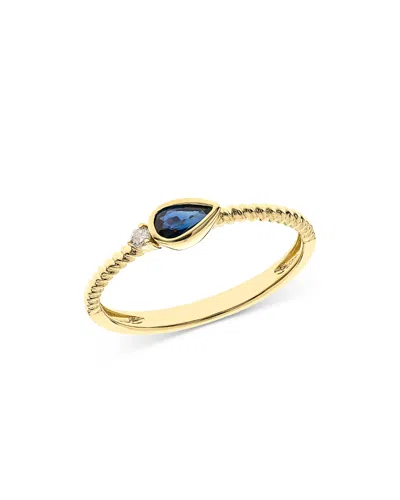 Bloomingdale's Blue Sapphire & Diamond Bezel Stacking Ring In 14k Yellow Gold - Exclusive In Blue/gold