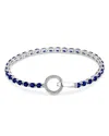 Bloomingdale's Blue Sapphire And Diamond Circle Clasp Tennis Bracelet In 14k White Gold In Blue/white