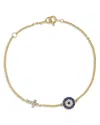 Bloomingdale's Blue Sapphire & Diamond Evil Eye & Cross Link Bracelet In 14k Yellow Gold - Exclusive In Yellow Gold