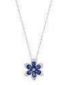 Bloomingdale's Blue Sapphire & Diamond Flower Pendant Necklace In 14k White Gold, 18 In Blue/white