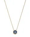 Bloomingdale's Blue Sapphire & Diamond Flower Pendant Necklace In 14k Yellow Gold, 18 In Blue/gold