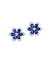 Bloomingdale's Blue Sapphire & Diamond Flower Stud Earrings In 14k White Gold In Blue/white