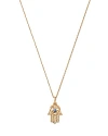 Bloomingdale's Blue Sapphire & Diamond Hamsa Hand Pendant Necklace In 14k Yellow Gold, 17 In Blue/gold