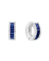 Bloomingdale's Blue Sapphire And Diamond Hoop Earrings In 14k White Gold - Exclusive In Blue/white